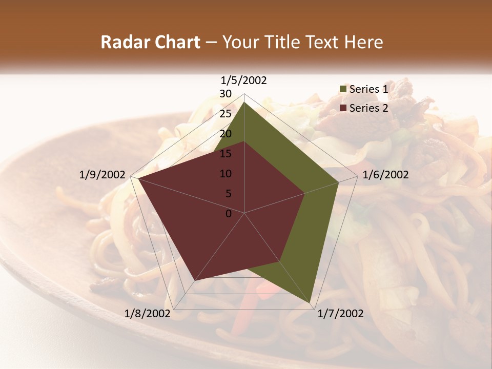 A Plate Of Noodles With Meat And Vegetables On It PowerPoint Template