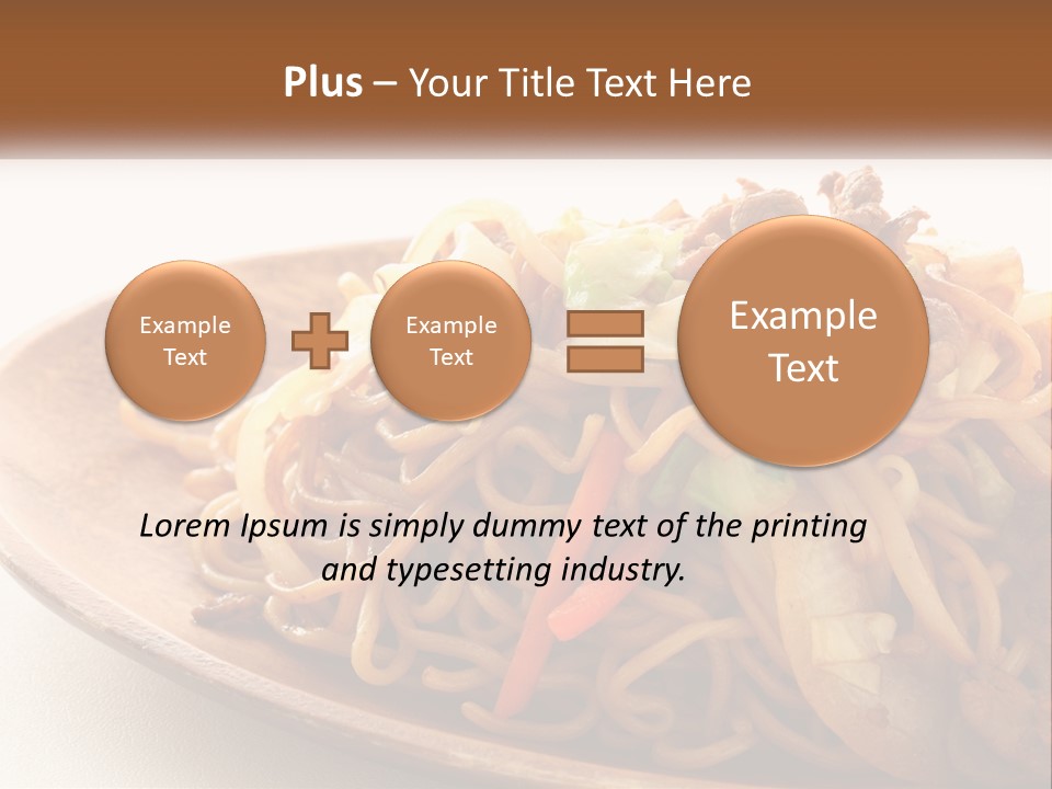 A Plate Of Noodles With Meat And Vegetables On It PowerPoint Template