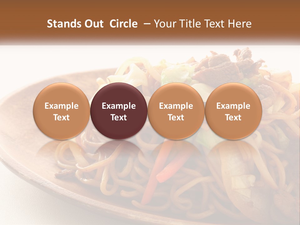 A Plate Of Noodles With Meat And Vegetables On It PowerPoint Template