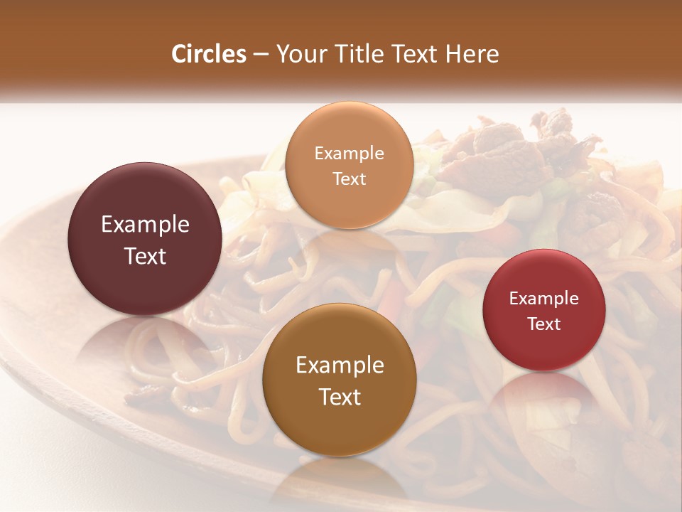 A Plate Of Noodles With Meat And Vegetables On It PowerPoint Template