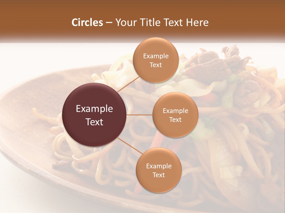 A Plate Of Noodles With Meat And Vegetables On It PowerPoint Template