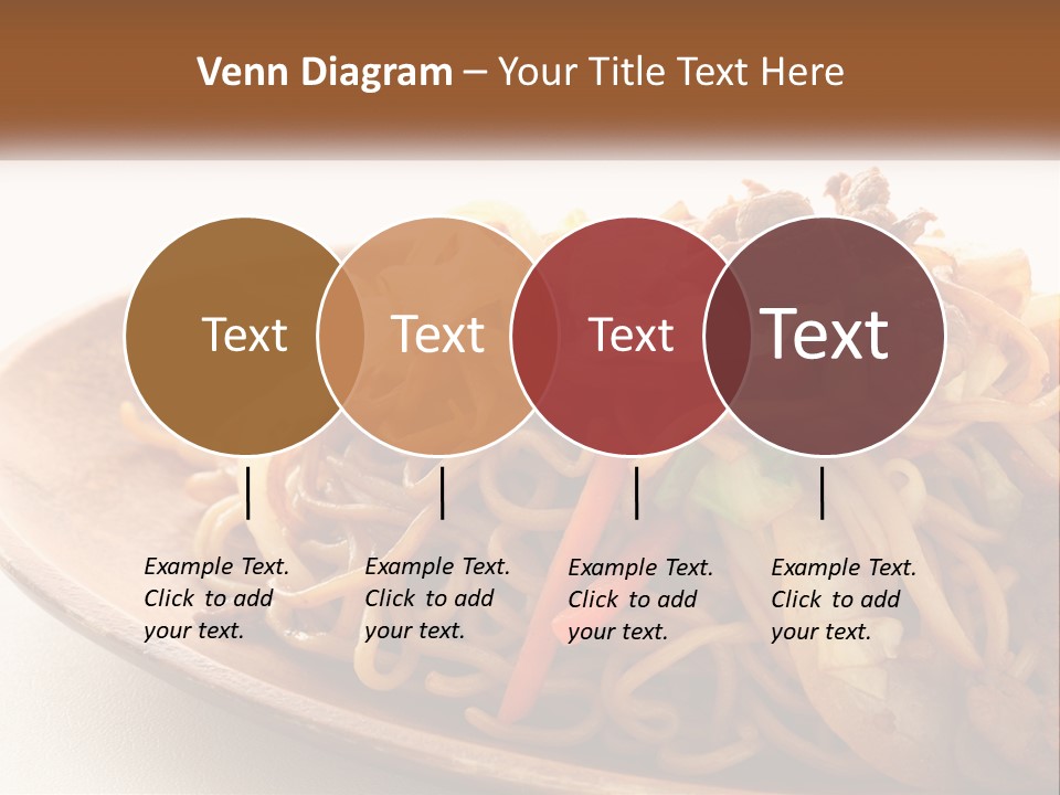 A Plate Of Noodles With Meat And Vegetables On It PowerPoint Template