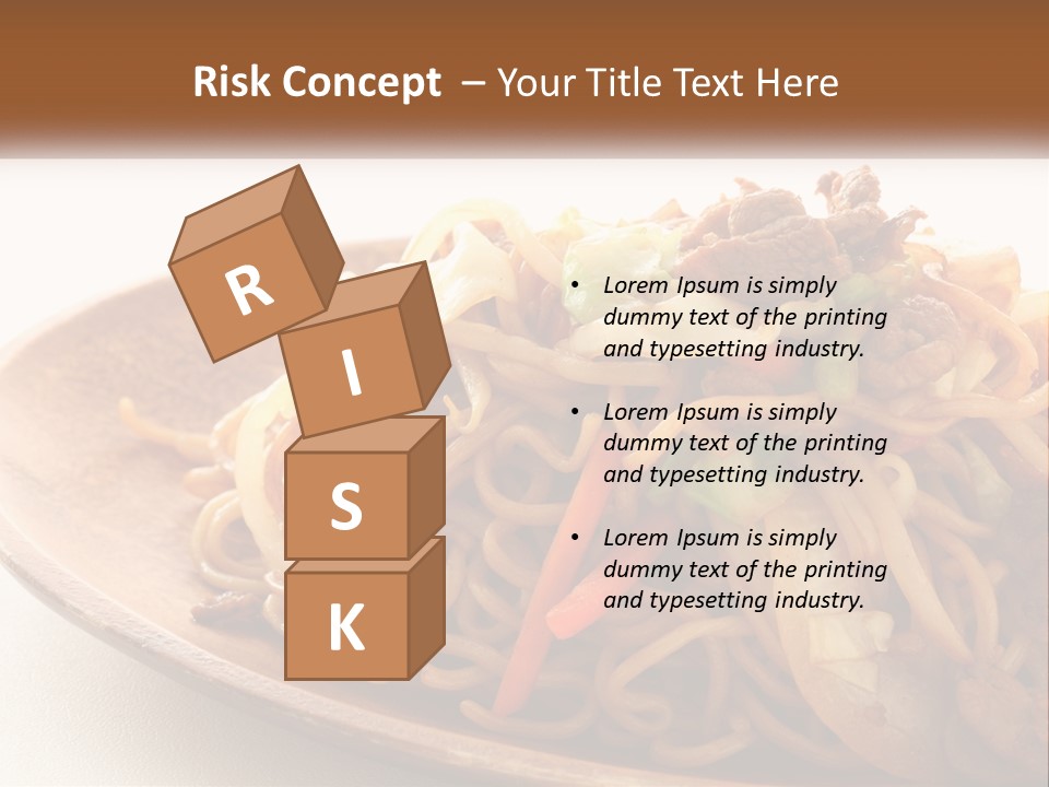 A Plate Of Noodles With Meat And Vegetables On It PowerPoint Template