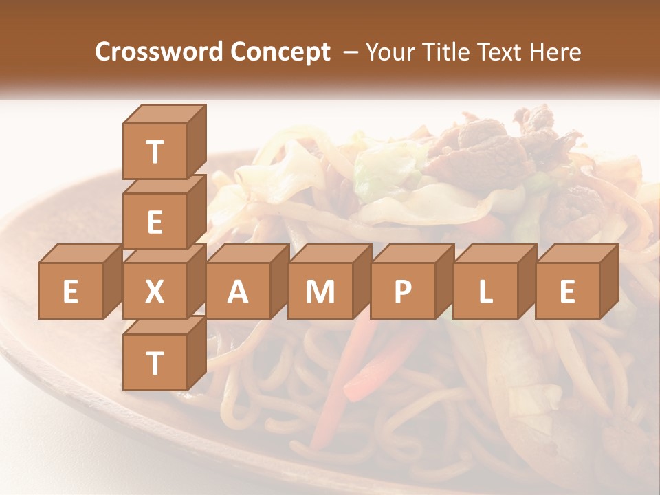 A Plate Of Noodles With Meat And Vegetables On It PowerPoint Template