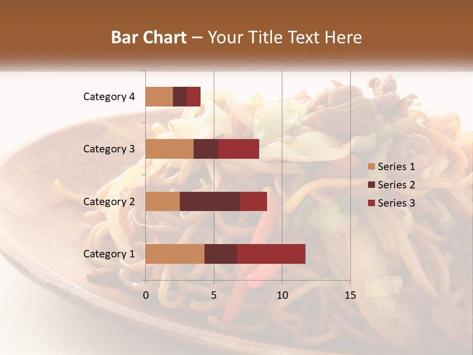 A Plate Of Noodles With Meat And Vegetables On It PowerPoint Template