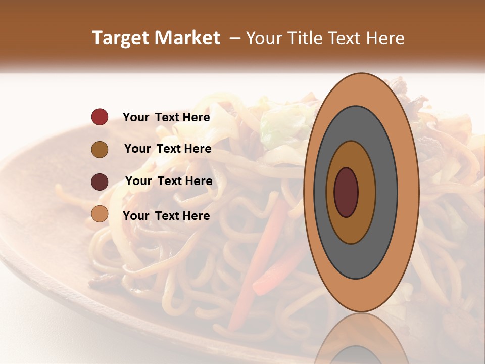 A Plate Of Noodles With Meat And Vegetables On It PowerPoint Template