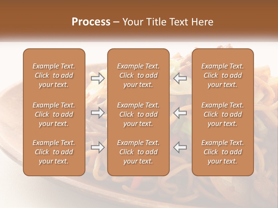 A Plate Of Noodles With Meat And Vegetables On It PowerPoint Template