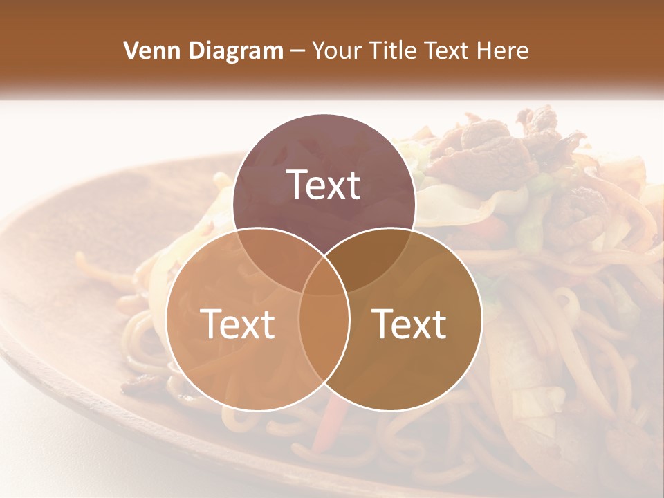 A Plate Of Noodles With Meat And Vegetables On It PowerPoint Template