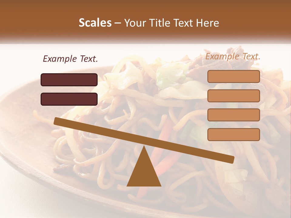 A Plate Of Noodles With Meat And Vegetables On It PowerPoint Template