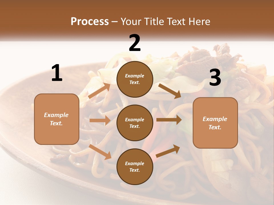 A Plate Of Noodles With Meat And Vegetables On It PowerPoint Template