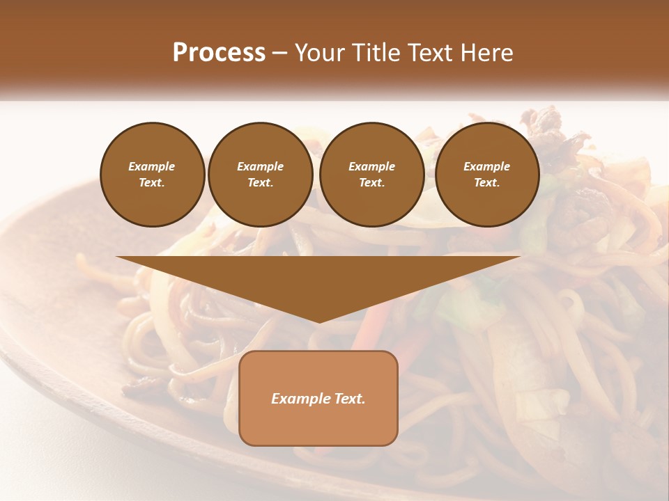 A Plate Of Noodles With Meat And Vegetables On It PowerPoint Template