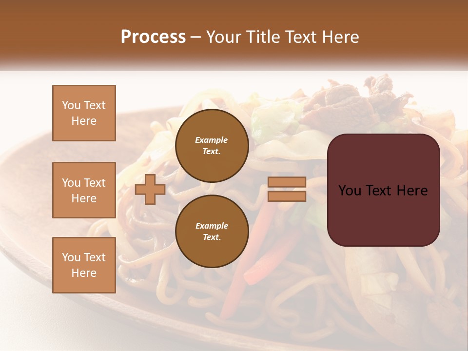 A Plate Of Noodles With Meat And Vegetables On It PowerPoint Template