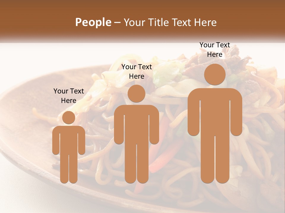 A Plate Of Noodles With Meat And Vegetables On It PowerPoint Template