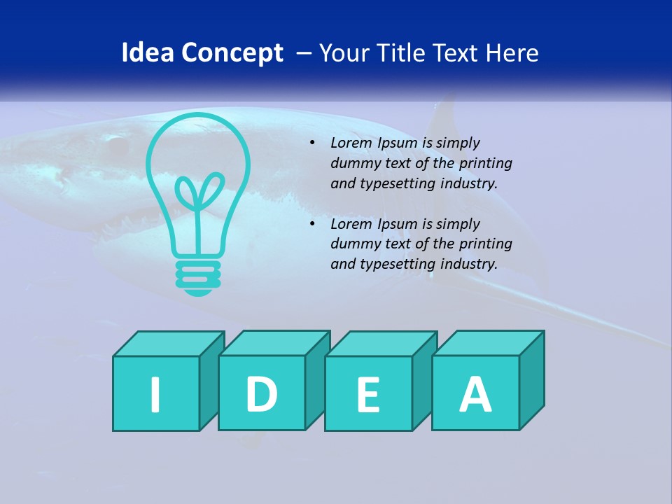 A Great White Shark Swimming In The Blue Water PowerPoint Template