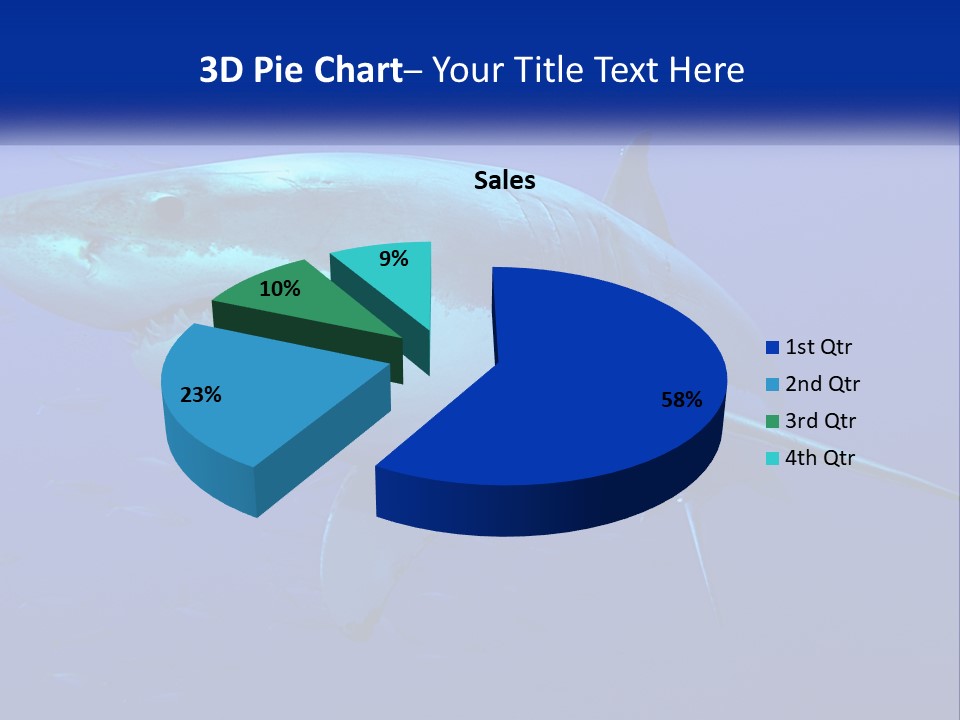 A Great White Shark Swimming In The Blue Water PowerPoint Template