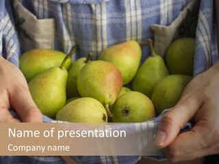 A Person Holding A Bowl Of Pears In Their Hands PowerPoint Template