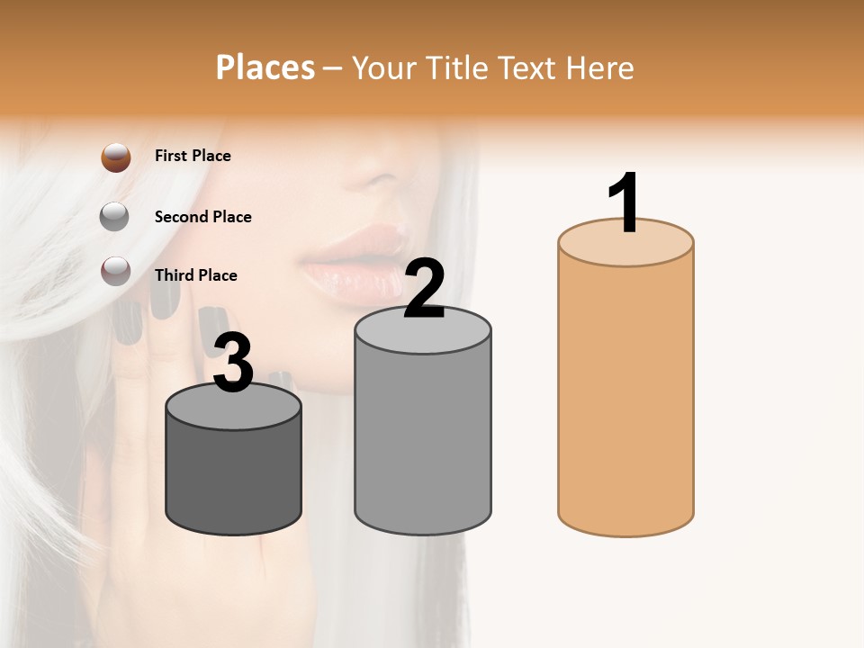 A Woman With Long White Hair And Black Nails PowerPoint Template