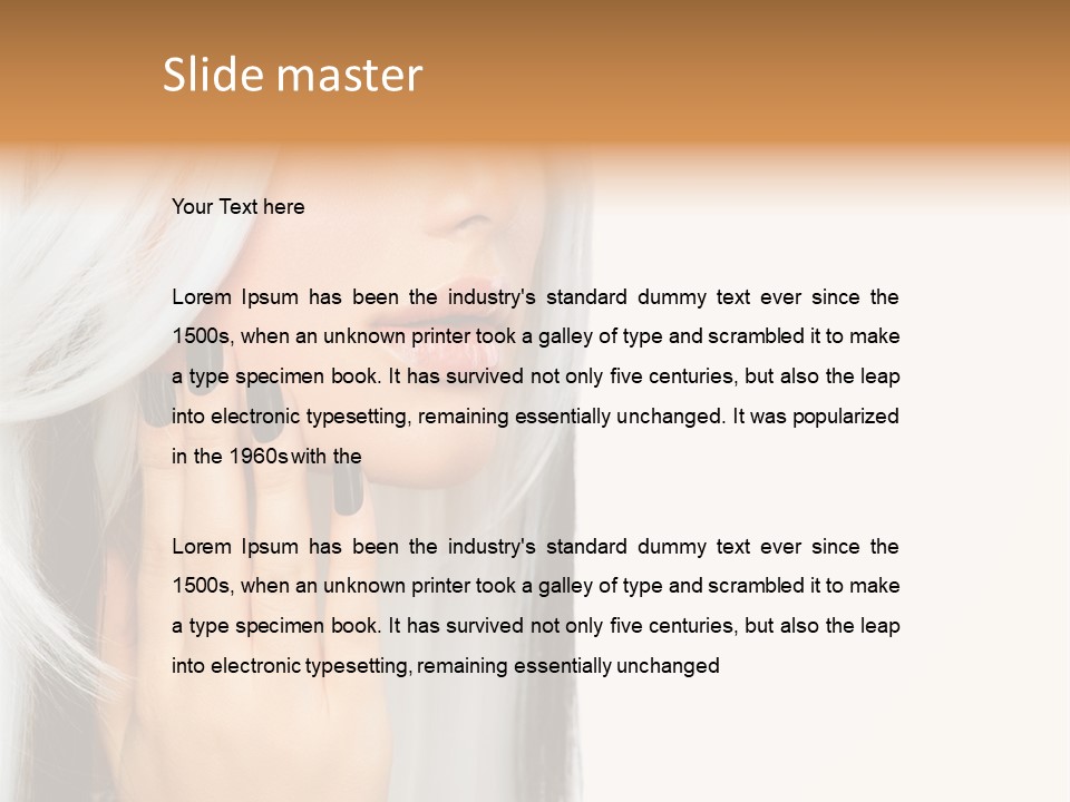 A Woman With Long White Hair And Black Nails PowerPoint Template