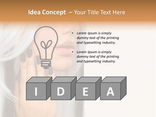 A Woman With Long White Hair And Black Nails PowerPoint Template