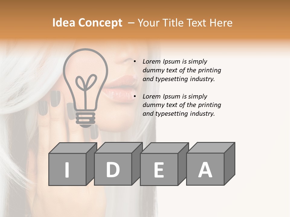 A Woman With Long White Hair And Black Nails PowerPoint Template