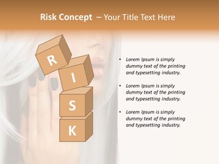 A Woman With Long White Hair And Black Nails PowerPoint Template