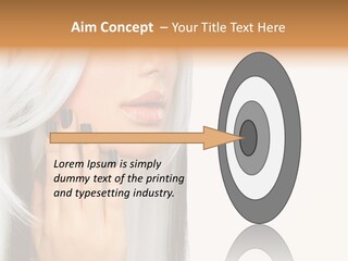 A Woman With Long White Hair And Black Nails PowerPoint Template