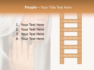 A Woman With Long White Hair And Black Nails PowerPoint Template