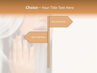 A Woman With Long White Hair And Black Nails PowerPoint Template