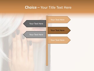 A Woman With Long White Hair And Black Nails PowerPoint Template