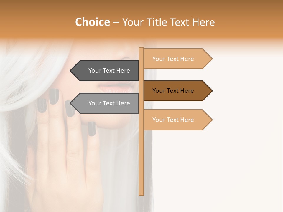 A Woman With Long White Hair And Black Nails PowerPoint Template