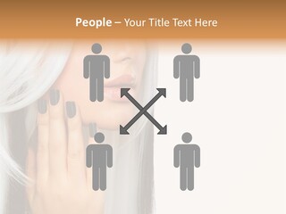 A Woman With Long White Hair And Black Nails PowerPoint Template