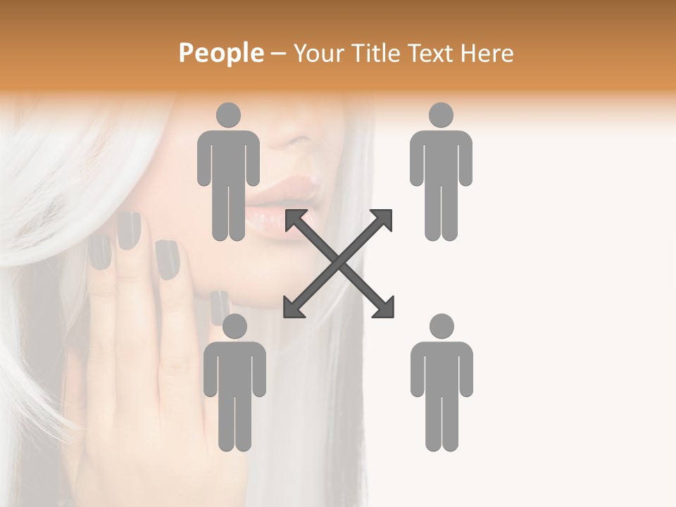 A Woman With Long White Hair And Black Nails PowerPoint Template