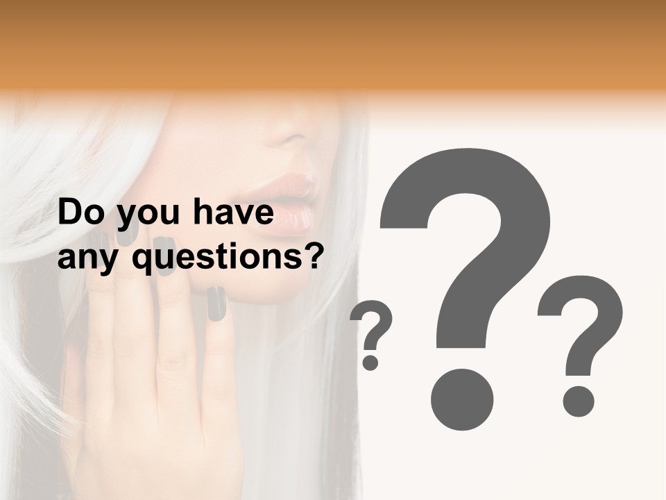 A Woman With Long White Hair And Black Nails PowerPoint Template