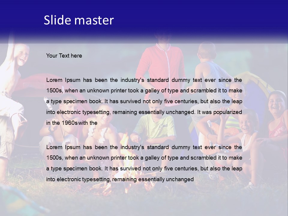 A Group Of Children Sitting Around A Campfire PowerPoint Template