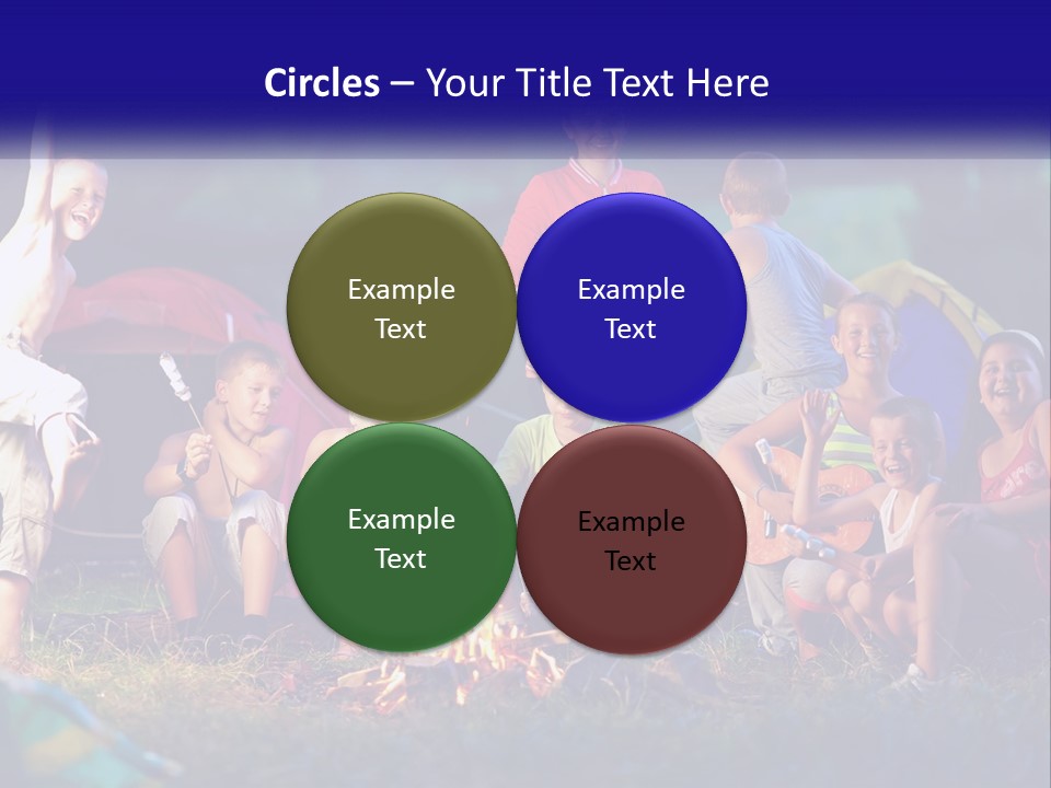 A Group Of Children Sitting Around A Campfire PowerPoint Template