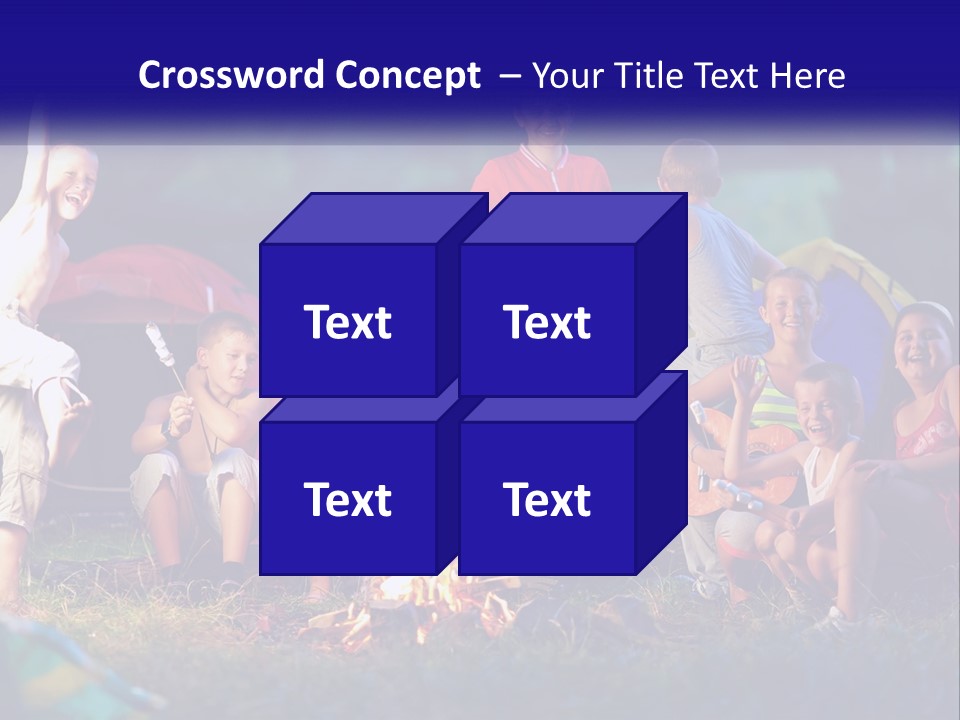 A Group Of Children Sitting Around A Campfire PowerPoint Template