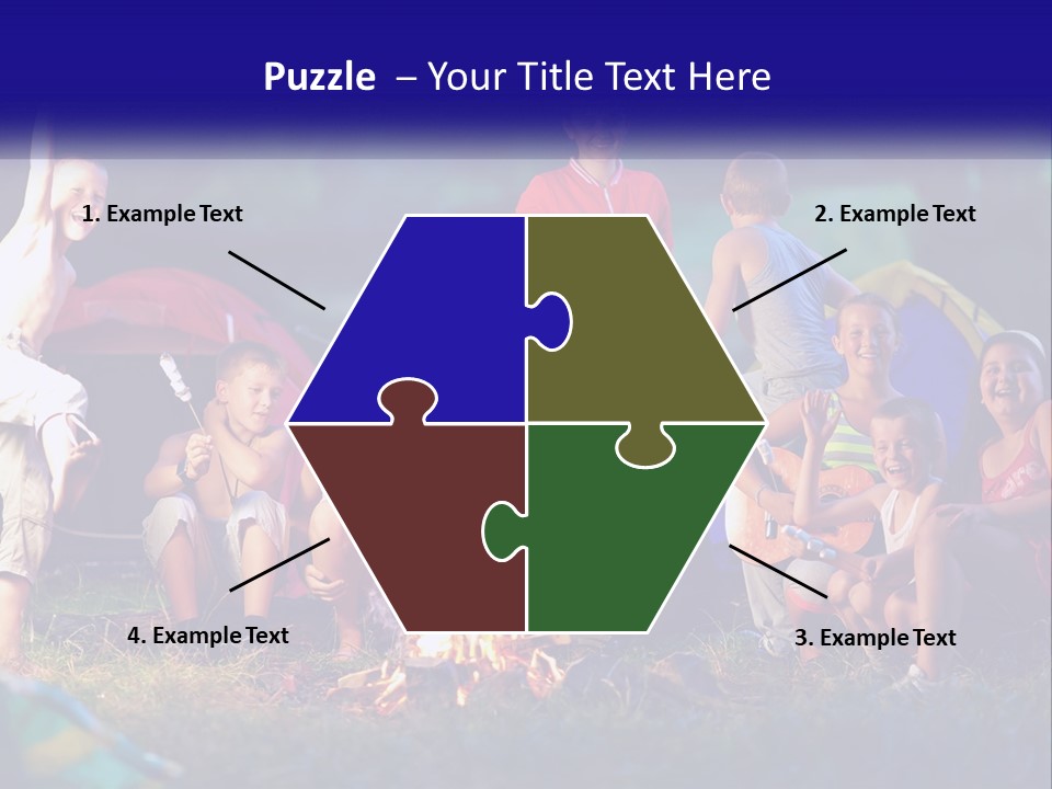 A Group Of Children Sitting Around A Campfire PowerPoint Template