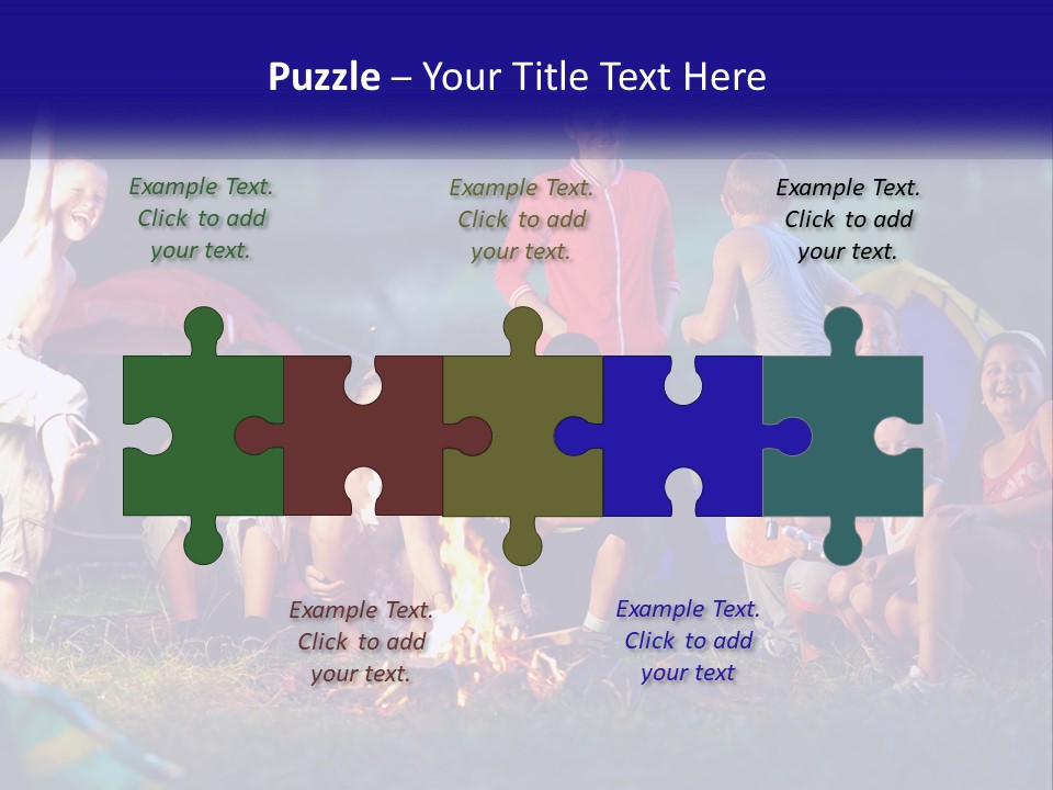 A Group Of Children Sitting Around A Campfire PowerPoint Template