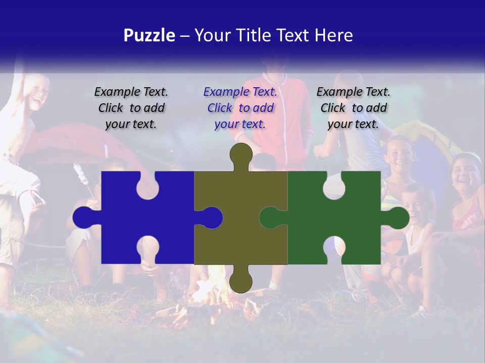 A Group Of Children Sitting Around A Campfire PowerPoint Template