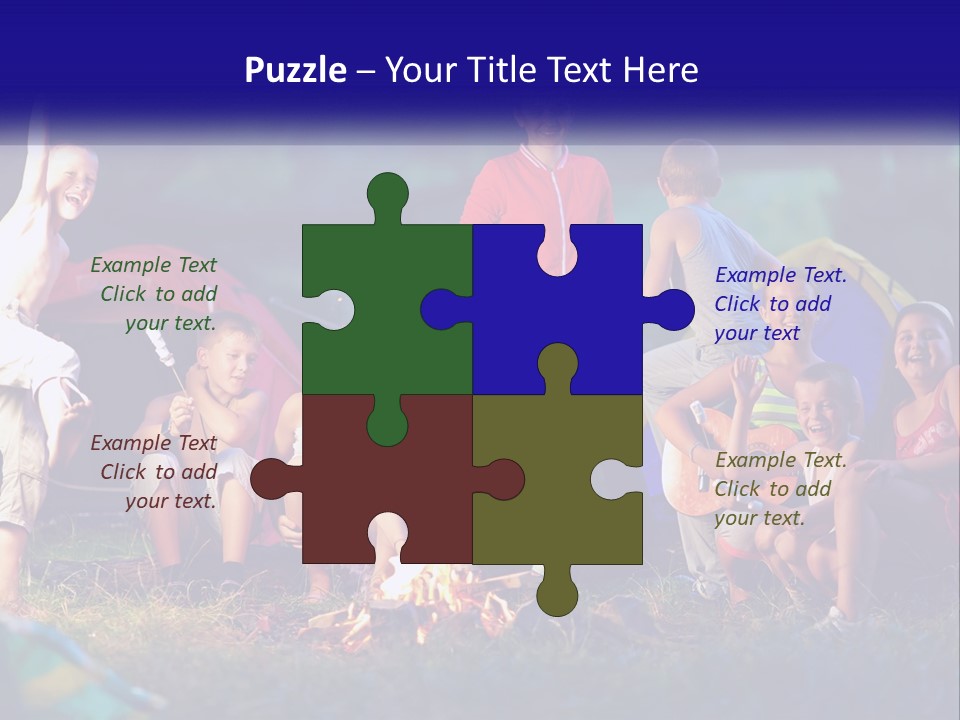 A Group Of Children Sitting Around A Campfire PowerPoint Template