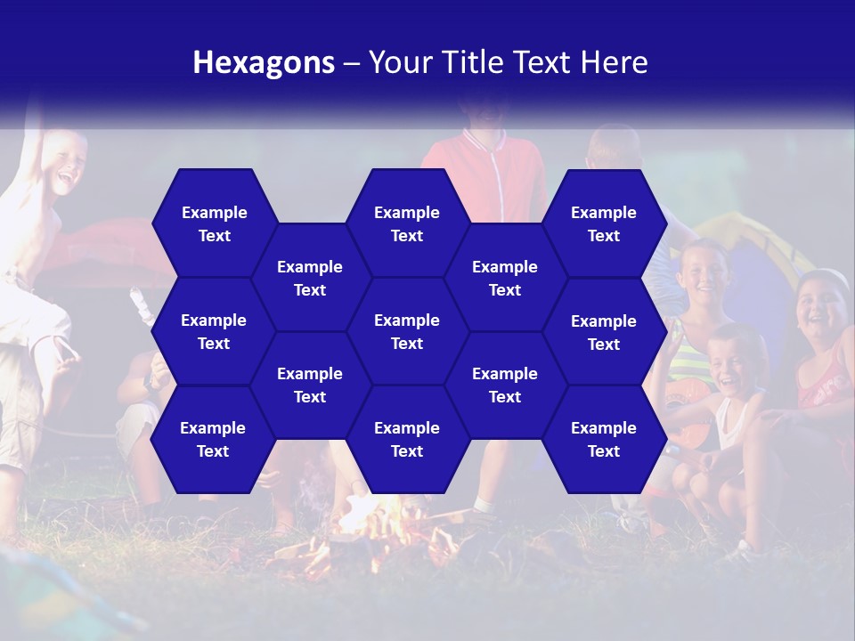 A Group Of Children Sitting Around A Campfire PowerPoint Template