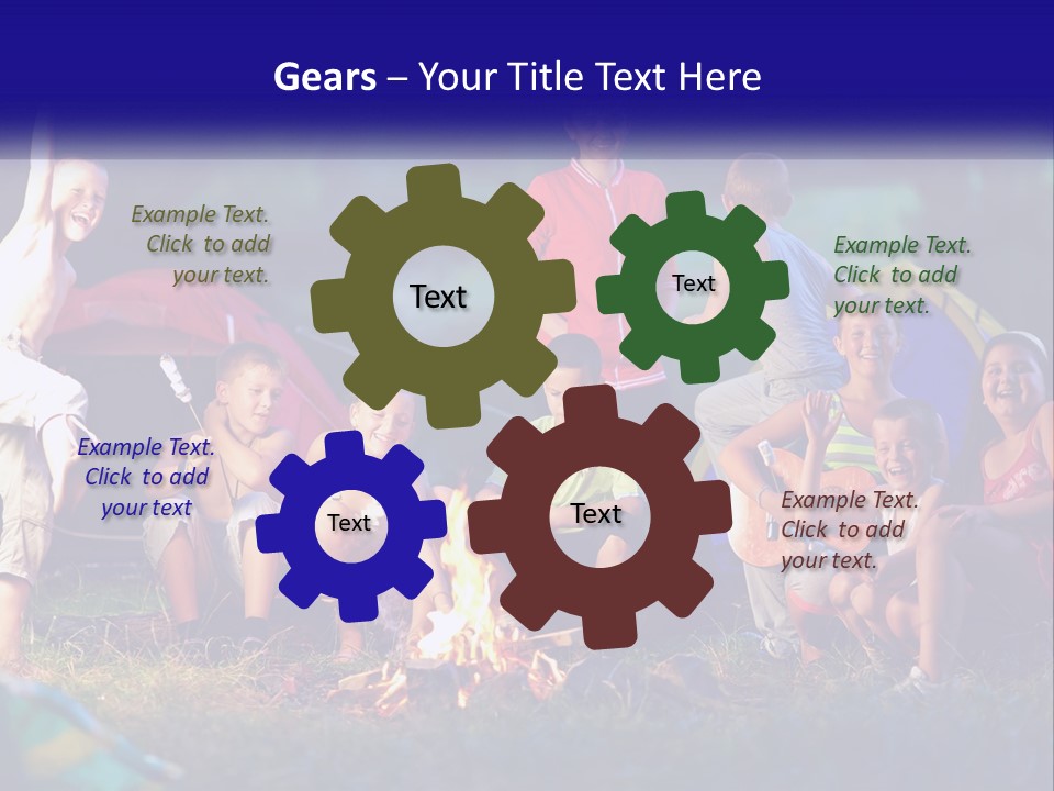 A Group Of Children Sitting Around A Campfire PowerPoint Template