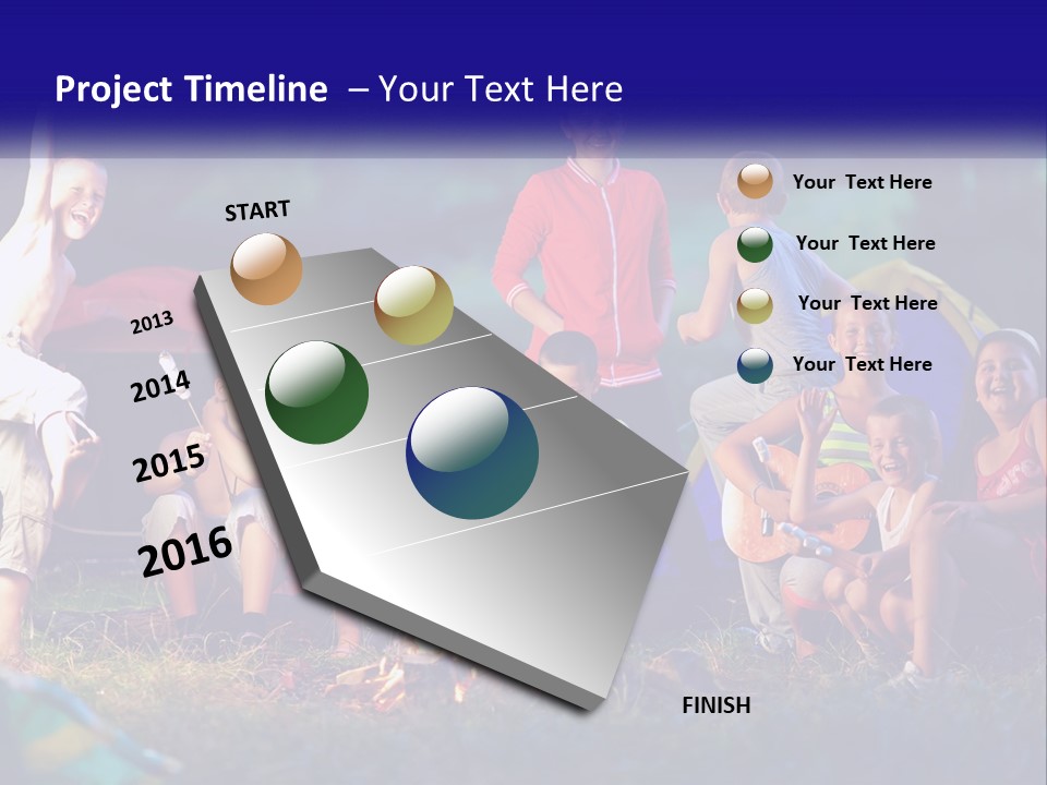 A Group Of Children Sitting Around A Campfire PowerPoint Template