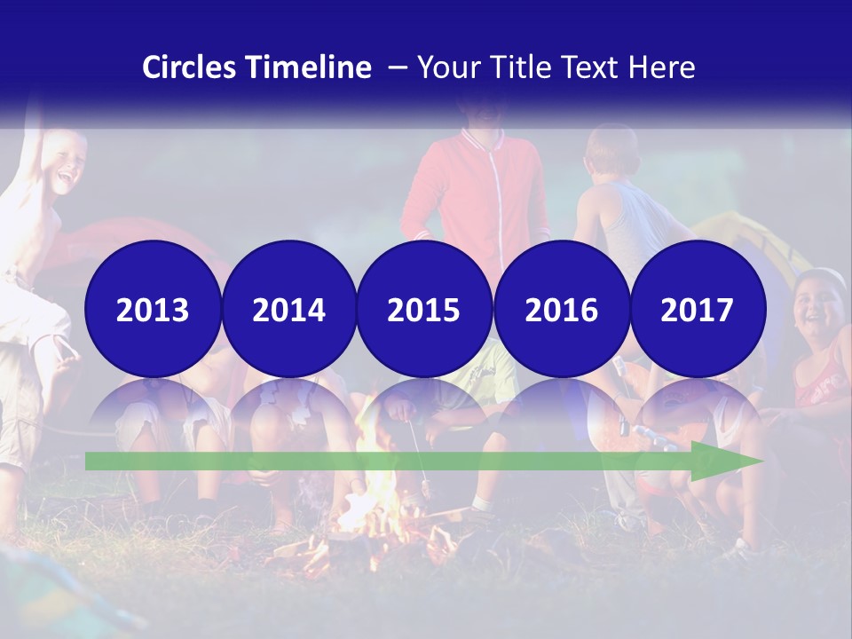 A Group Of Children Sitting Around A Campfire PowerPoint Template