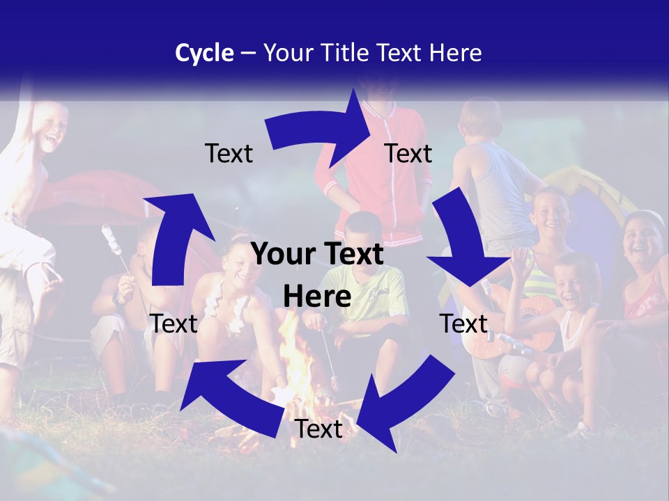 A Group Of Children Sitting Around A Campfire PowerPoint Template