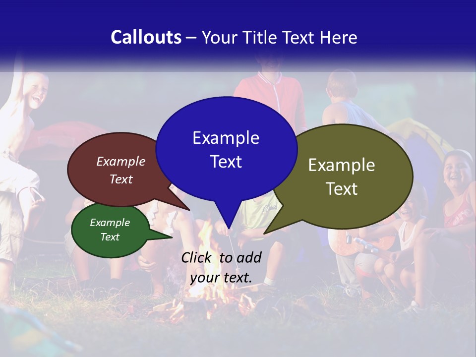 A Group Of Children Sitting Around A Campfire PowerPoint Template