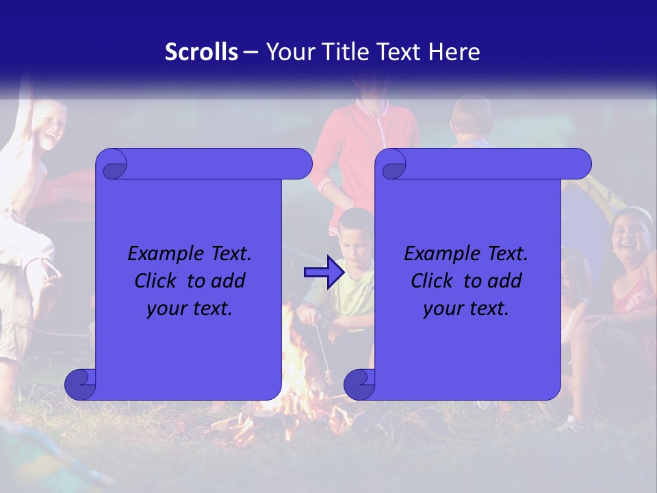 A Group Of Children Sitting Around A Campfire PowerPoint Template