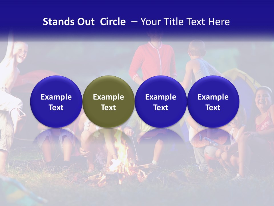 A Group Of Children Sitting Around A Campfire PowerPoint Template