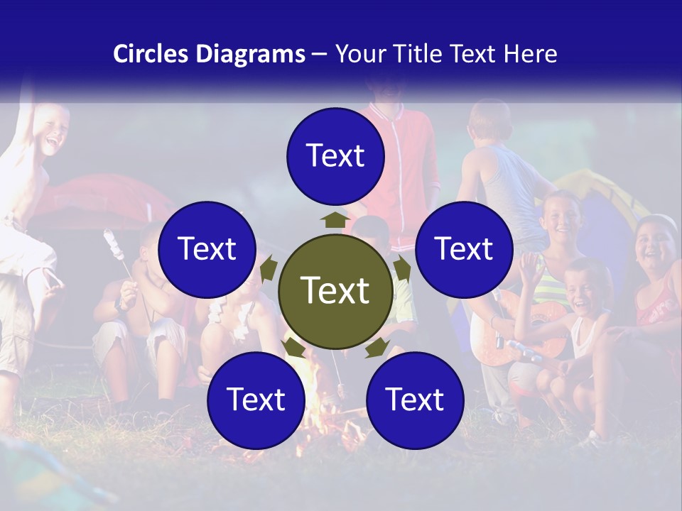 A Group Of Children Sitting Around A Campfire PowerPoint Template