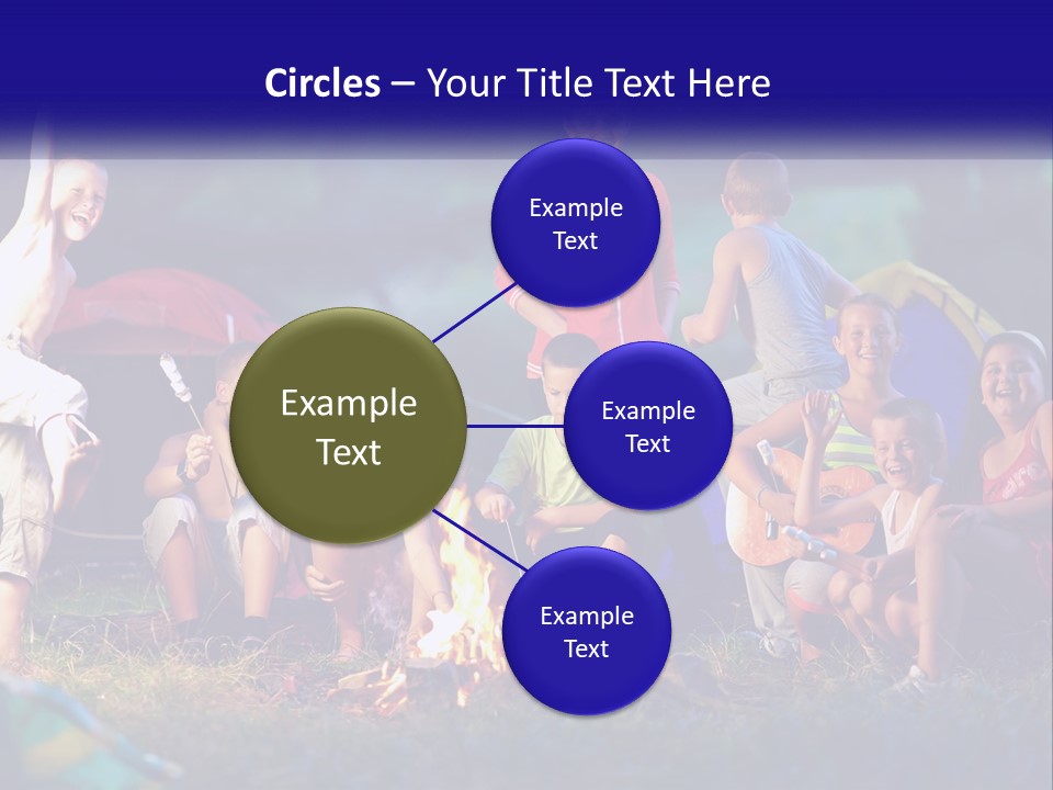 A Group Of Children Sitting Around A Campfire PowerPoint Template